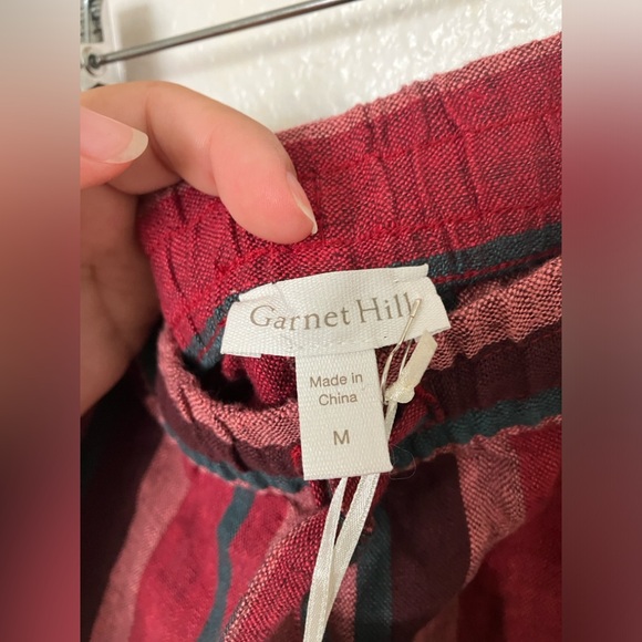 Garnet Hill linen skirt red stripes with pockets - Picture 3 of 7